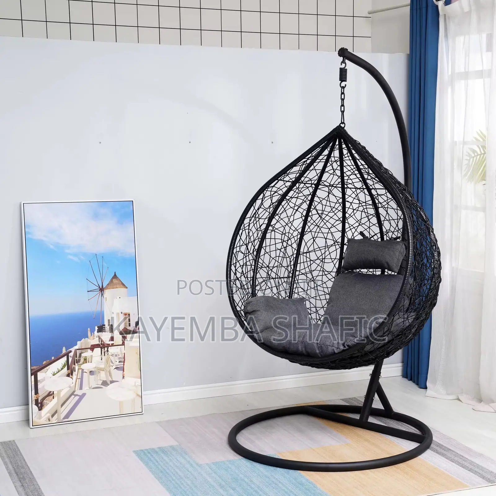 Premium Single Seater Hanging Egg Swing Chair With Stand Cushions
