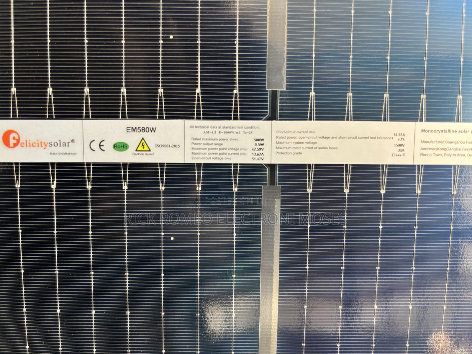 580w Mono Crystalline Solar Panels
