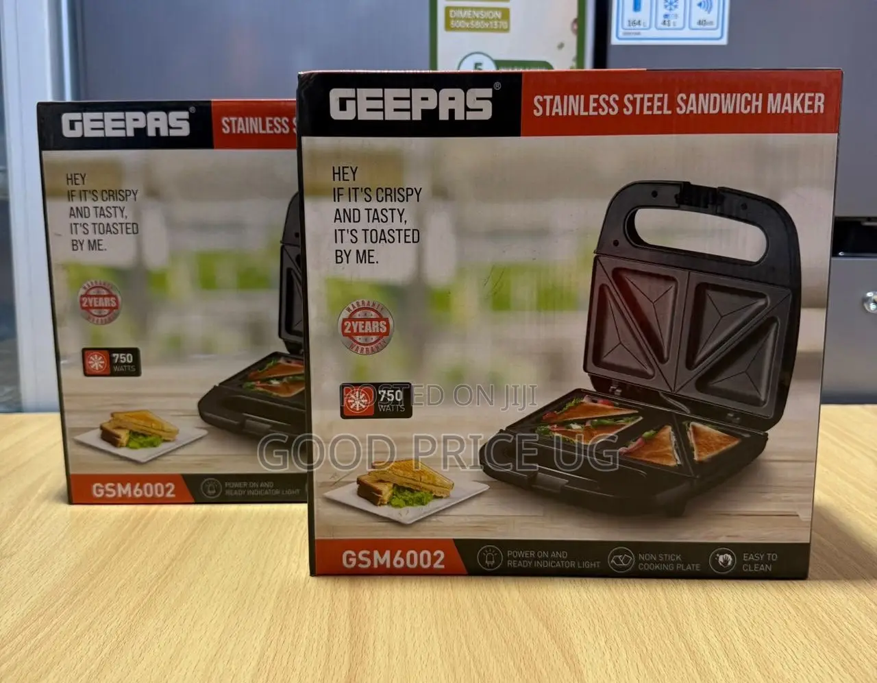 Geepas 750W 2-Slice Stainless Steel Sandwich Maker