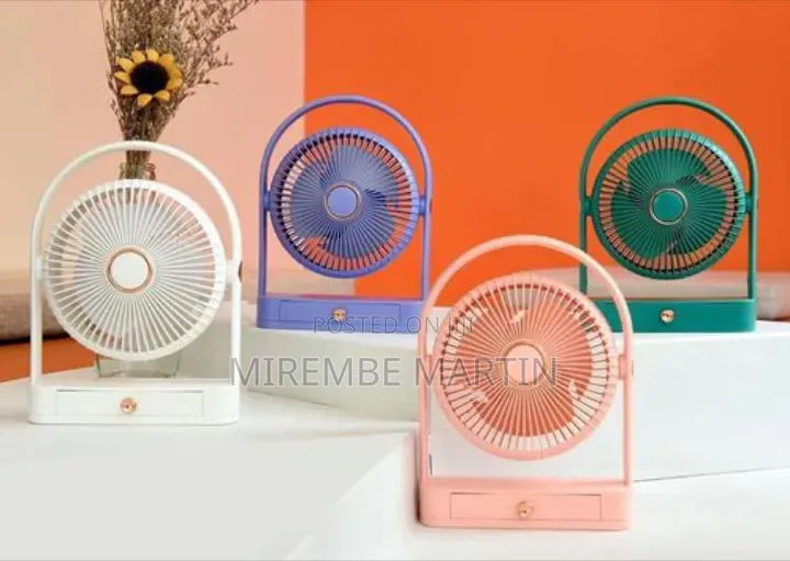 1Pc Mini Electric Fan With a Drawer Rotatable Head USB Portable Speed