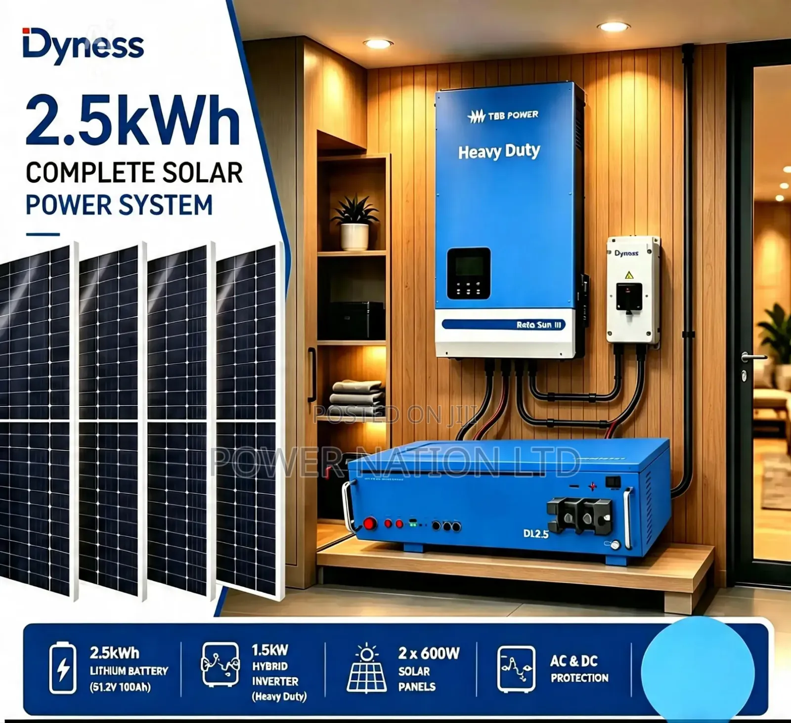 2.5kwh 1.5kva 12v Dyness Hybrid Solar System
