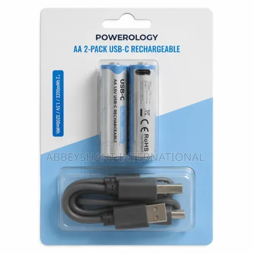 Powerology AA 2-Pack USB-C Rechargeable Battery