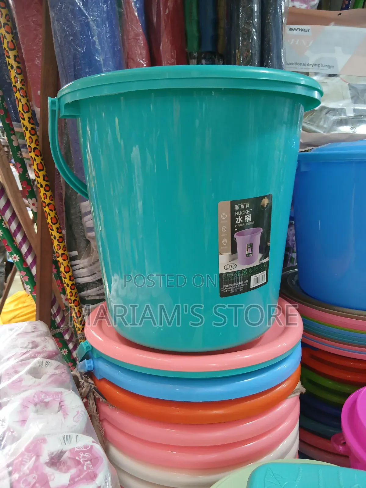 Plastic Bucket With a Carrying Handle.