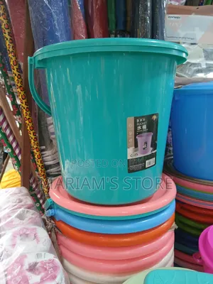 Plastic Bucket With a Carrying Handle.