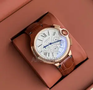 Classic Cartier Ballon Bleu Chronograph Leather Strap Watch in Stock