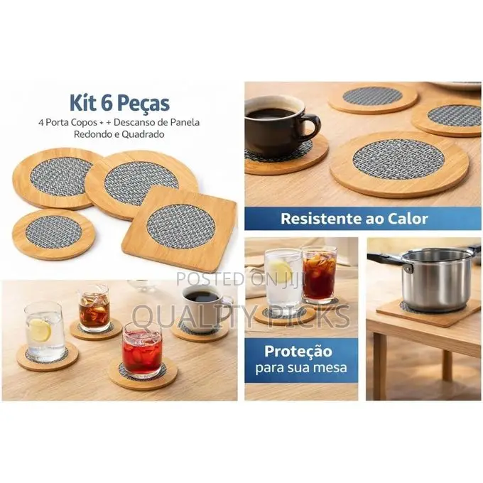 Heat Resistant Pads Cup Coaster, Bamboo Wooden Hot Pads