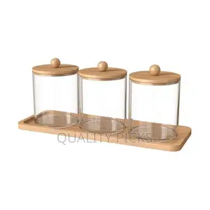 3 PCS Qtip Cotton Ball Holders Acrylic Dispenser Containers