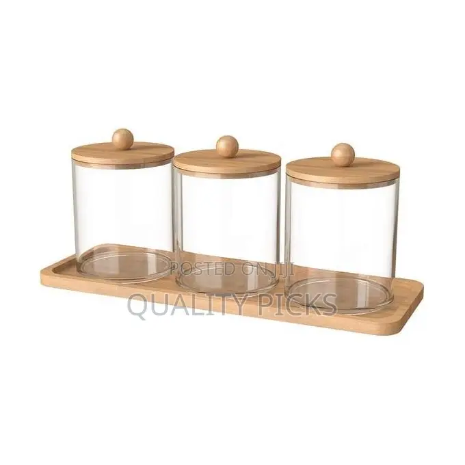 3 PCS Qtip Cotton Ball Holders Acrylic Dispenser Containers