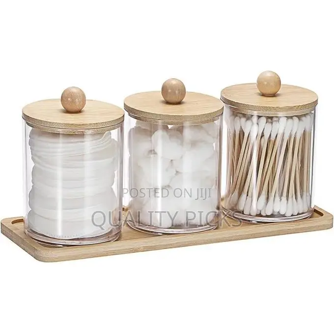 3 PCS Qtip Cotton Ball Holders Acrylic Dispenser Containers