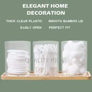 3 PCS Qtip Cotton Ball Holders Acrylic Dispenser Containers
