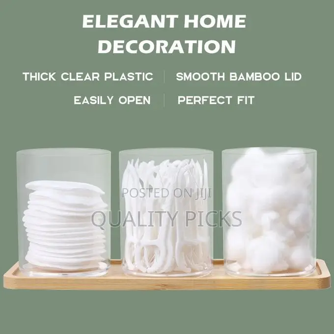 3 PCS Qtip Cotton Ball Holders Acrylic Dispenser Containers