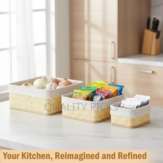 3-Piece Bamboo Reed Storage Basket Set