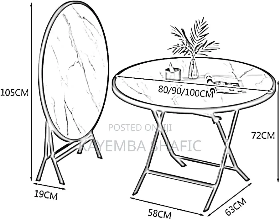 Brand New Round Foldable Glass Bistro Dining Table White Marble