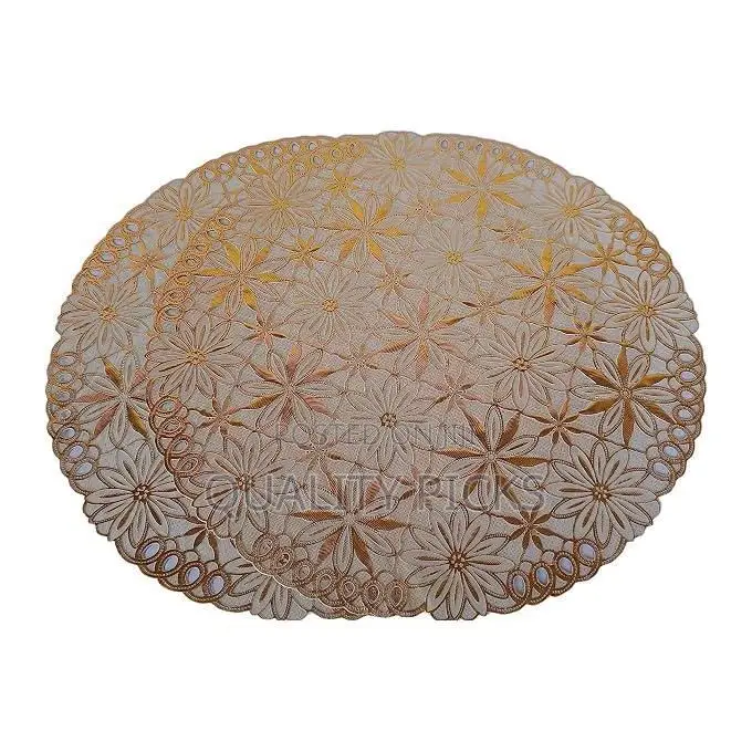 6 Pieces of Round 30cmx45cm PVC Lace Plastic Table Mats