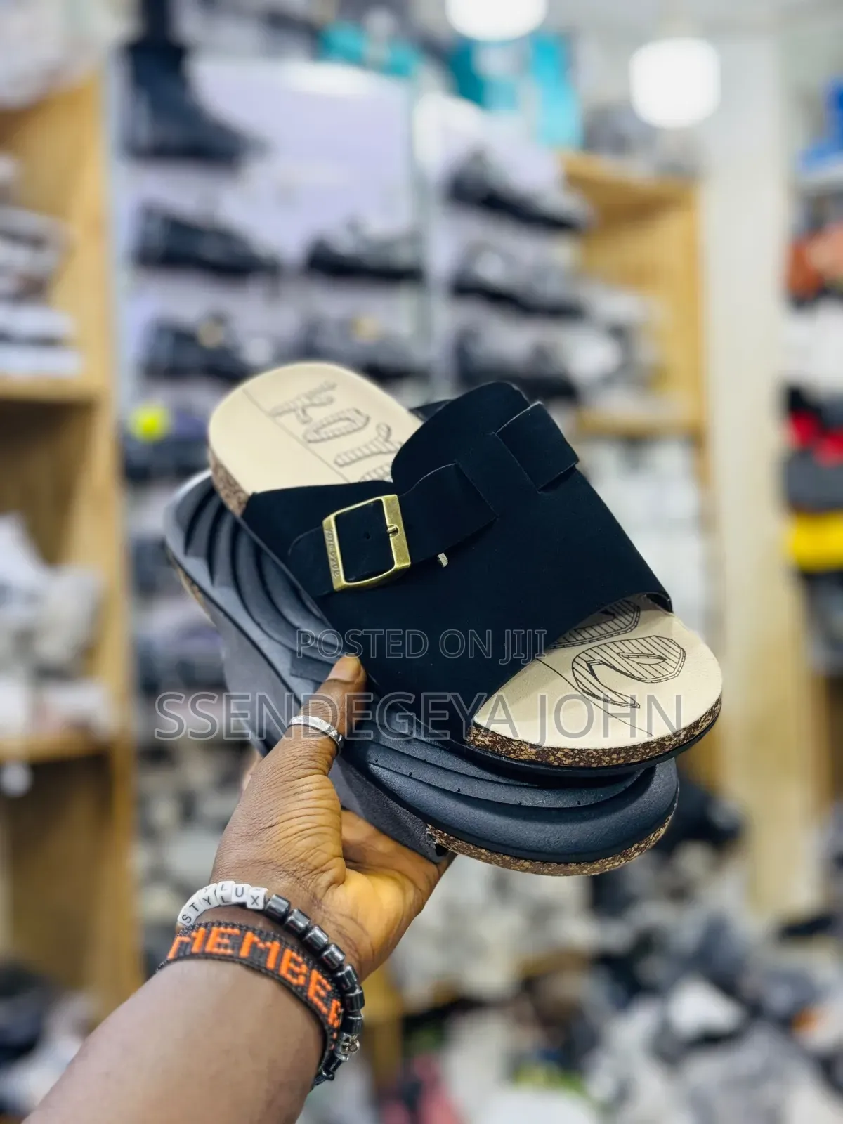 Dark Suede Slide Sandals