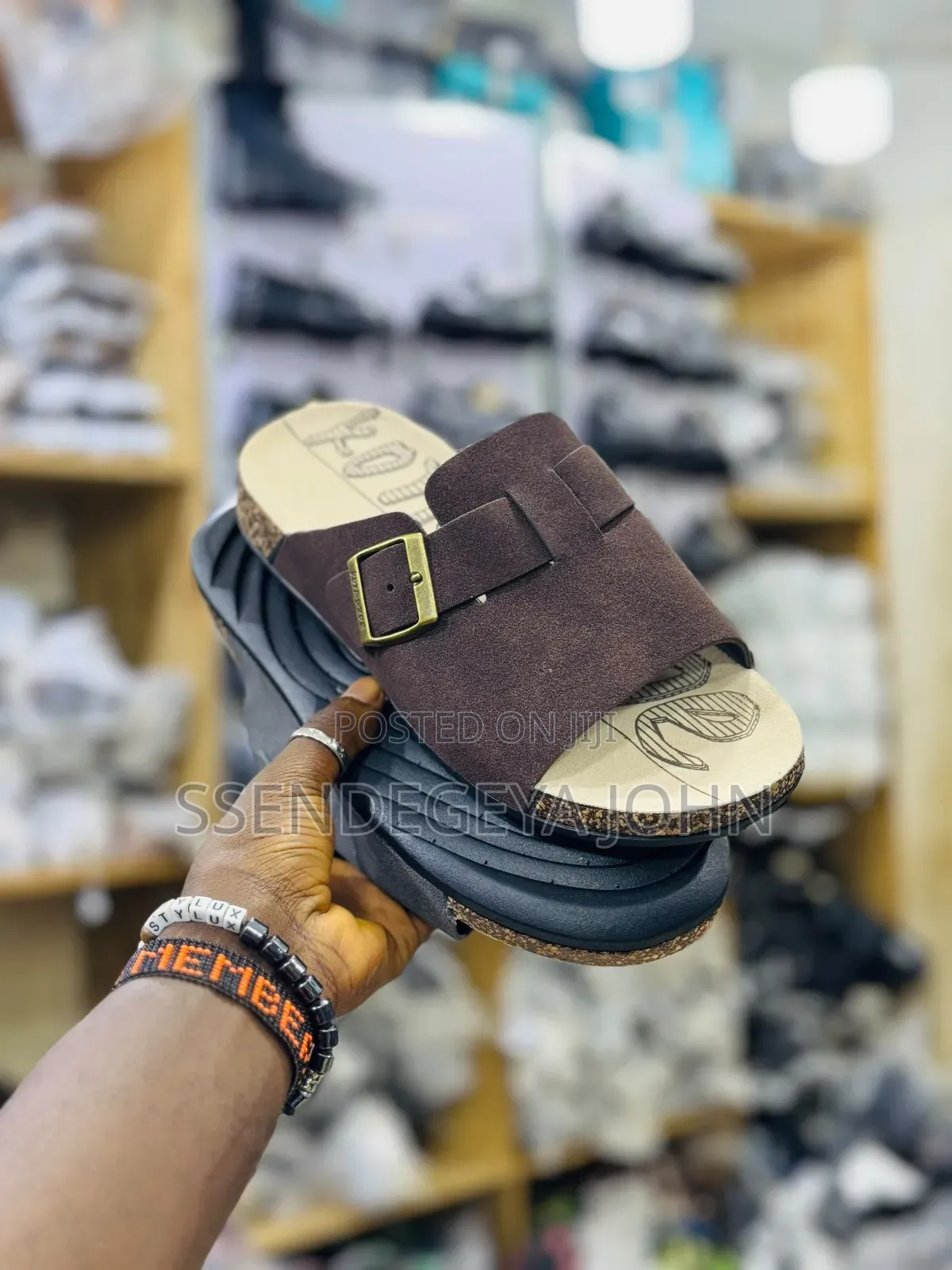 Dark Suede Slide Sandals
