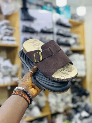 Dark Suede Slide Sandals