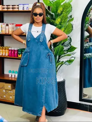 Loose-Fit Denim Overalls Dress