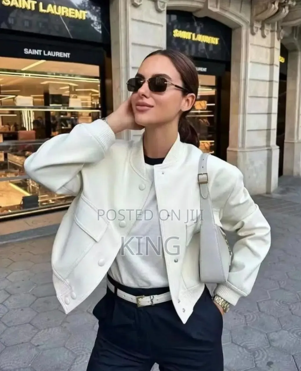 ZARA Ecru Cropped Bomber Jacket