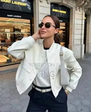 ZARA Ecru Cropped Bomber Jacket