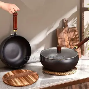 Multifunctional Egg Stir Fry Cast Iron Skillet, Japanese Iron Wok Pan