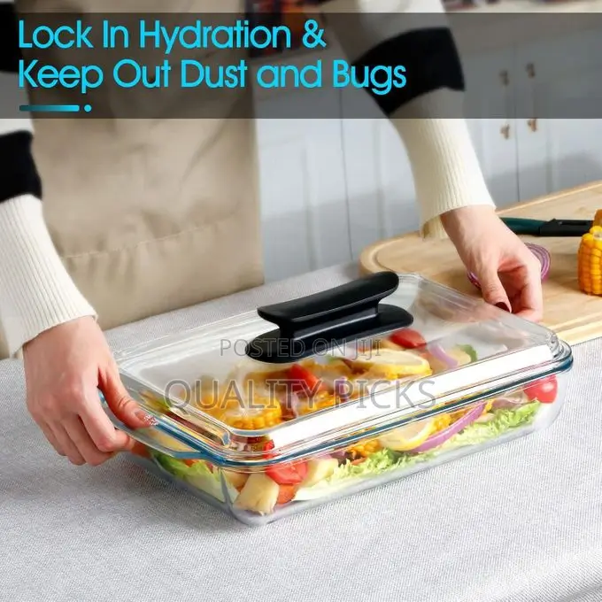 Rectangle Tempered Glass Baking Dish With Lid Roasting Tray