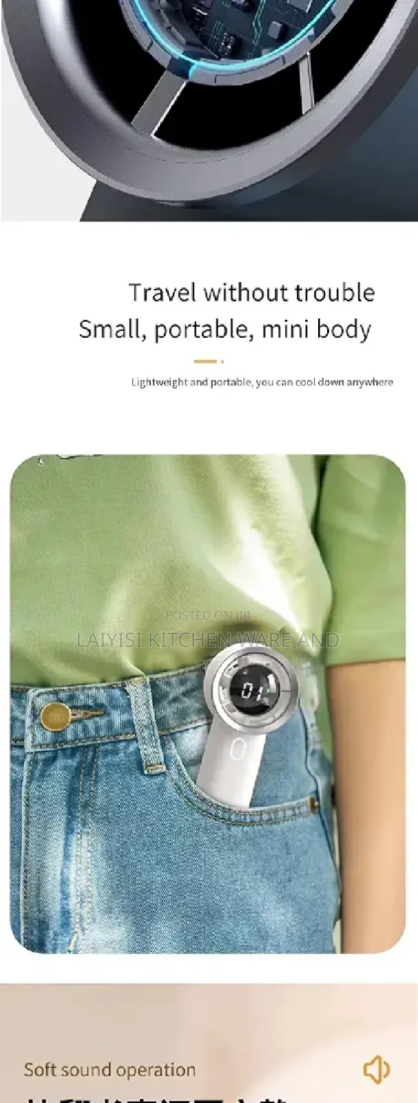 Hand Held Rechargeable Mini Portable Fan Outdoor Travel Personal Fan