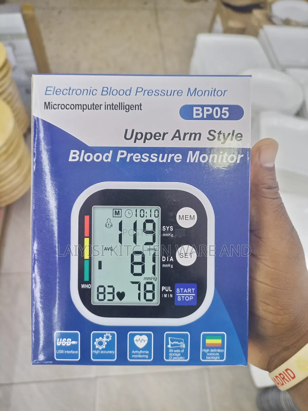 Blood Pressure Monitor,Upper Arm Machine withLarge Led Screen Home Use
