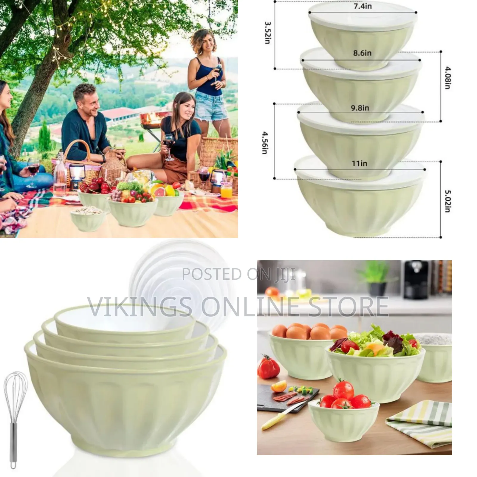 4 Piece Large Plastic Nesting Mixing Bowls With Lids Set