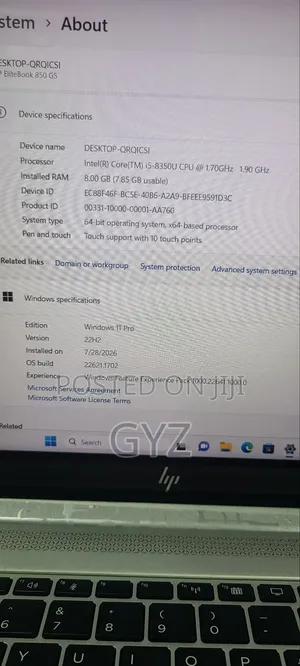 Laptop HP EliteBook 850 G5 8GB Intel Core i5 SSD 256GB