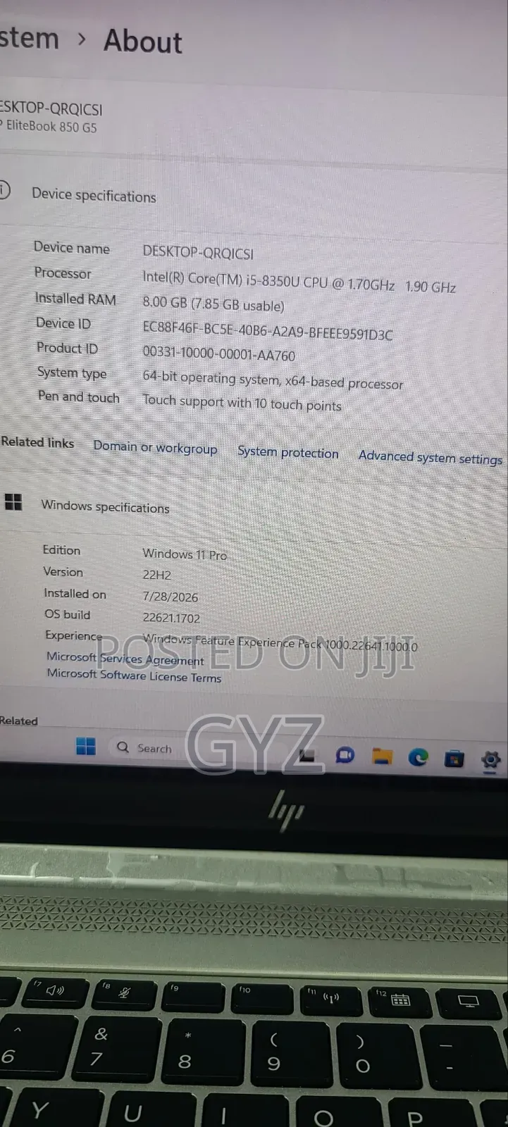 Laptop HP EliteBook 850 G5 8GB Intel Core i5 SSD 256GB