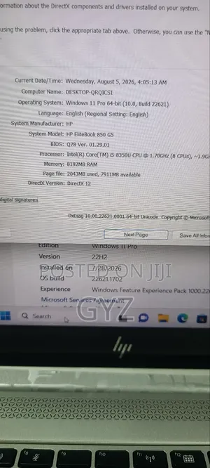 Laptop HP EliteBook 850 G5 8GB Intel Core i5 SSD 256GB