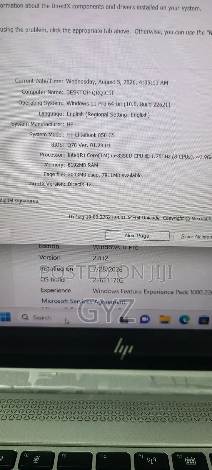 Laptop HP EliteBook 850 G5 8GB Intel Core i5 SSD 256GB