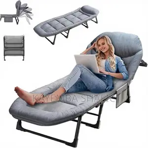 Adjustable Folding Camping Cot Lounge Chair With Padded Cushion