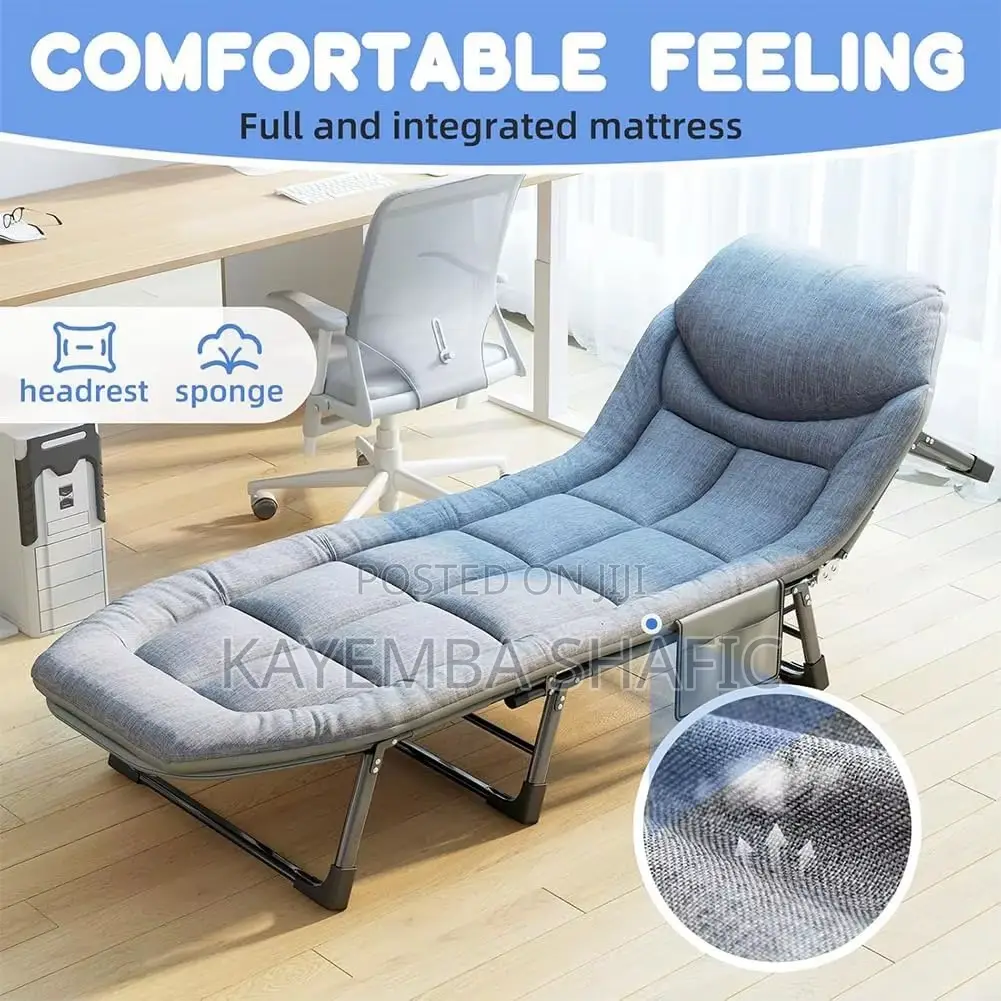 Adjustable Folding Camping Cot Lounge Chair With Padded Cushion