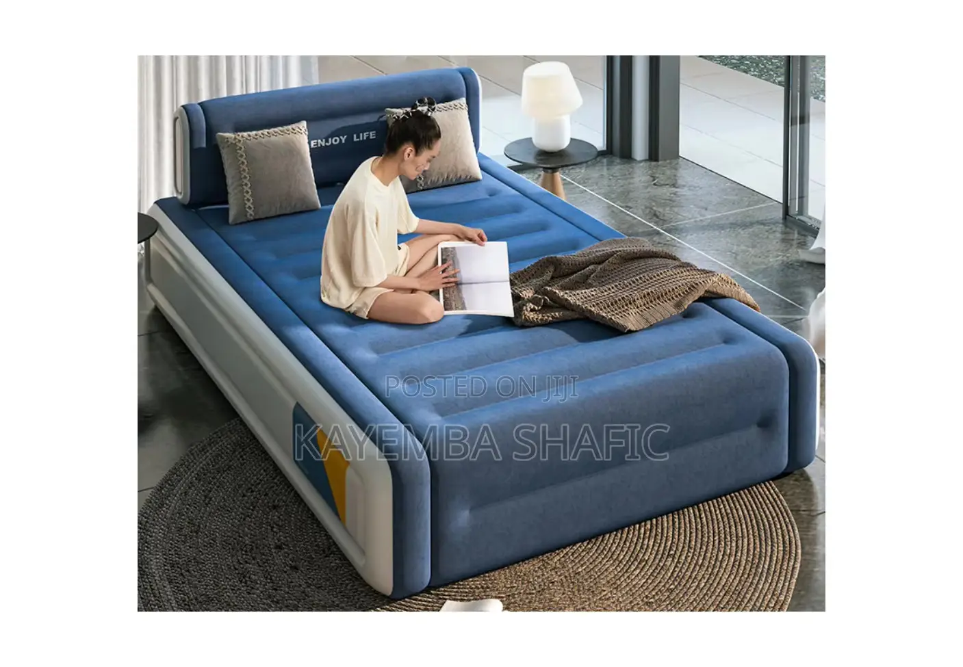 Luxury Inflatable Double Air Bed Mattress With Headboard 5x6