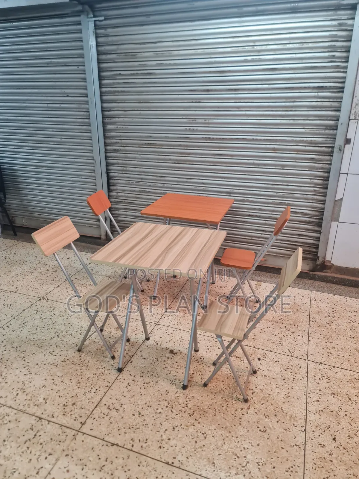 Brown Executive Foldable Reading Table and Chairs Set