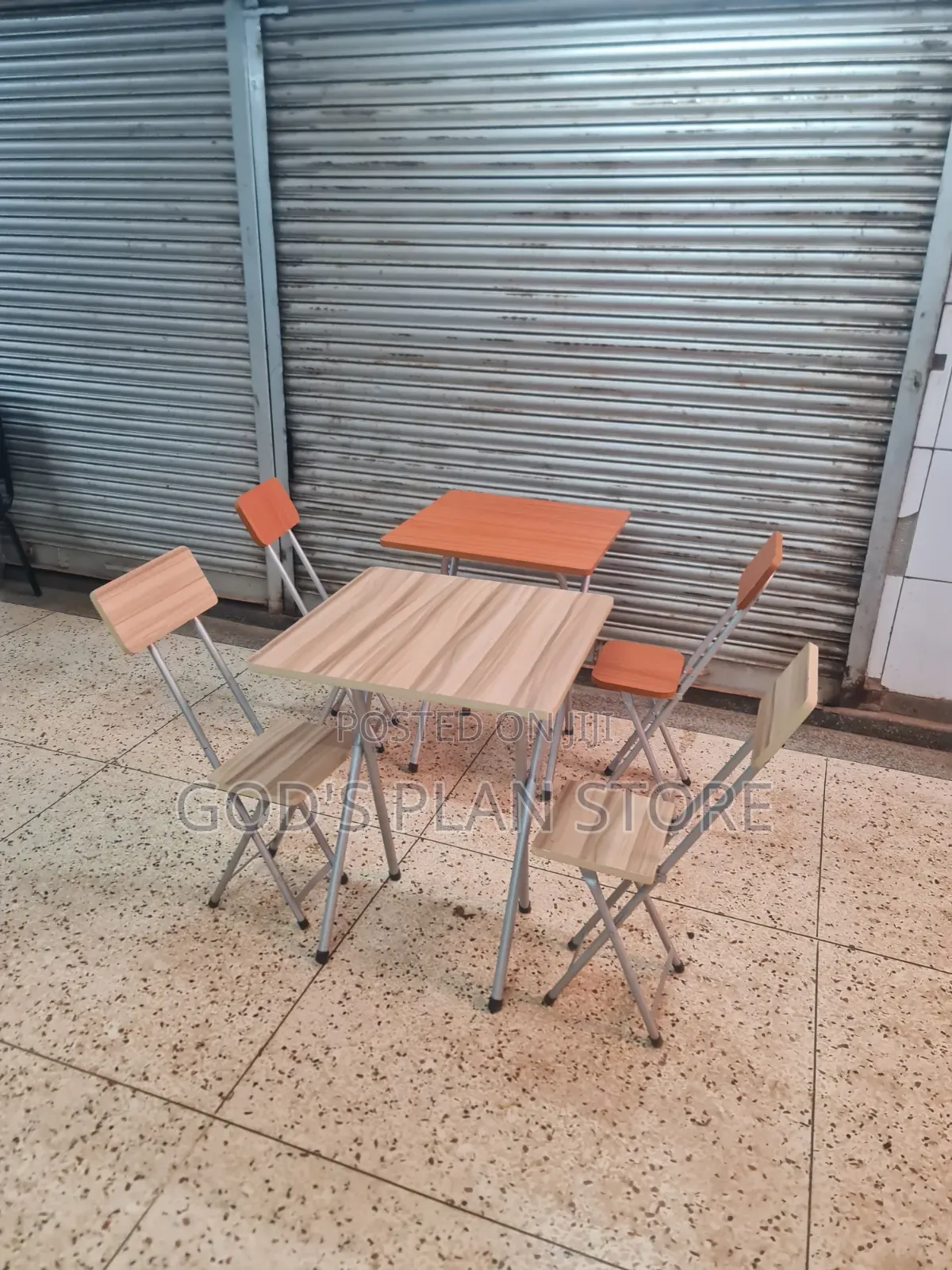 Brown Executive Foldable Reading Table and Chairs Set