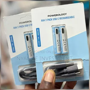 Powerology AAA 2-Pack USB-C Rechargeable Batteries (1200mWh, 1.5V)