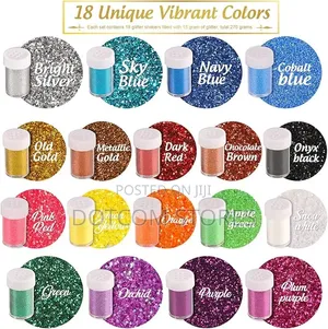 18pcs Pack Glitter Shake Jar, Multi Assorted Set Extra Fine Glitter