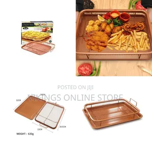 Nonstick Air Fryer Pan Copper Crisper Oven Grill Chicken Fish Chips
