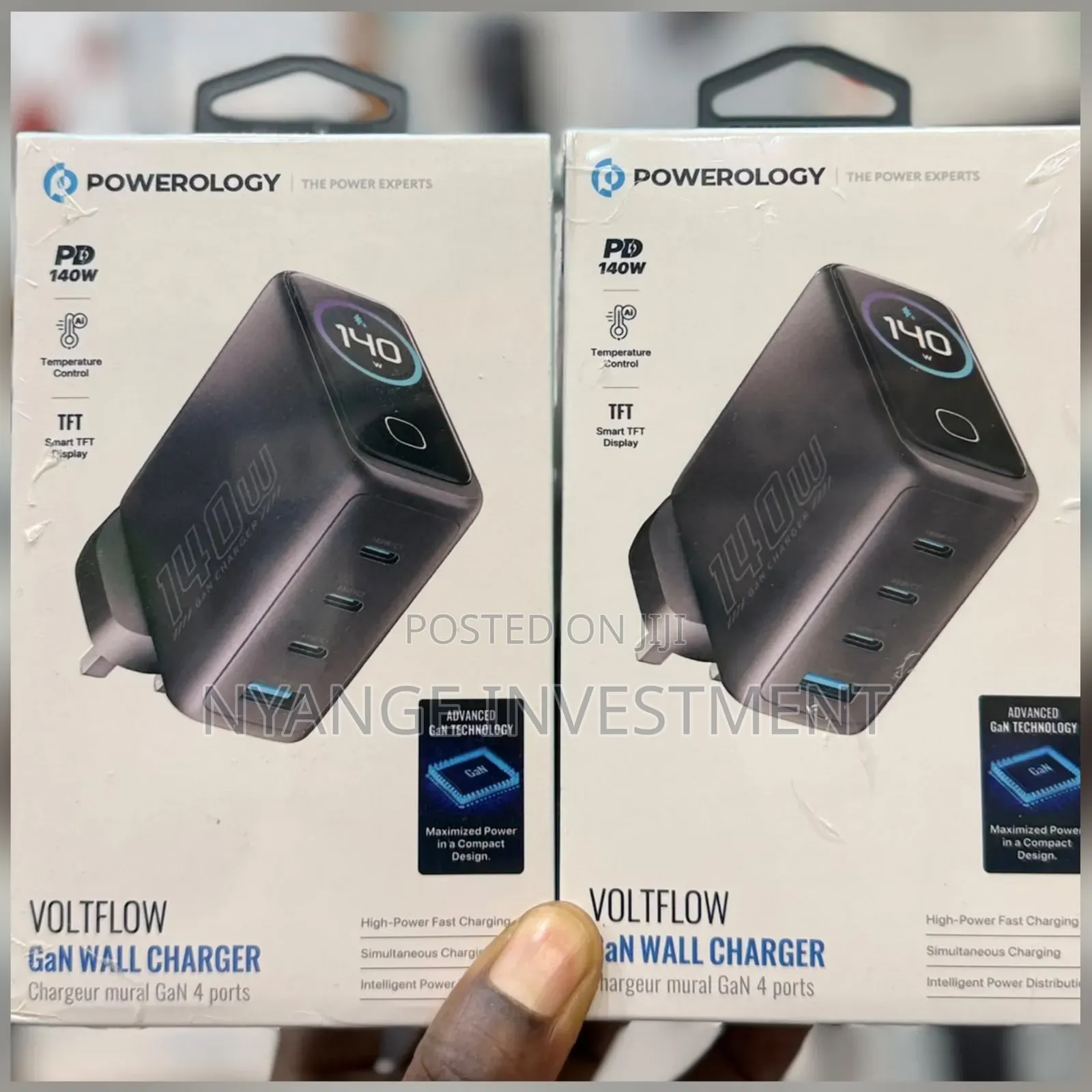 Powerology Voltflow GaN Wall Charger PD 140W a 4-Port Fast Charging