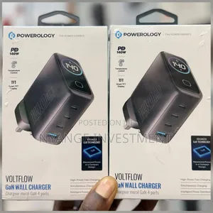 Powerology Voltflow GaN Wall Charger PD 140W a 4-Port Fast Charging