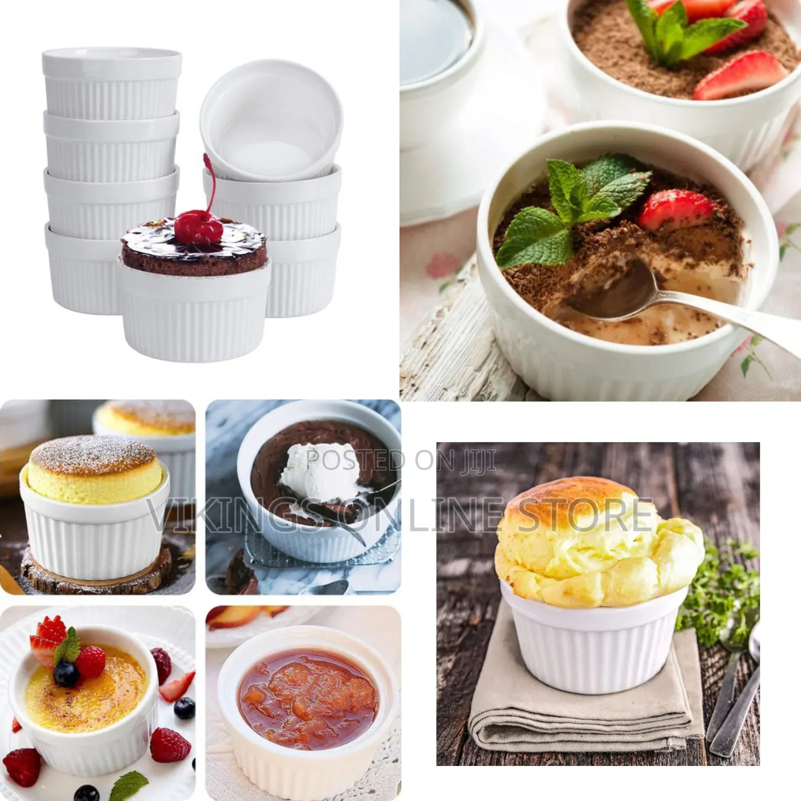 6 Oz, Set of 8, Creme Brulee Ramekins, Souffle Dishes, Oven Safe