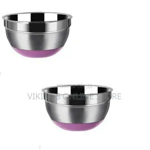 24Cm Kitchen Steel Mixing Bowl for Baking Cooking Salad Fruits- Silver