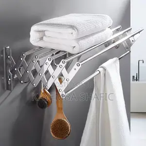Wall-Mounted Retractable Accordion Clothes Drying Rack - Stainless