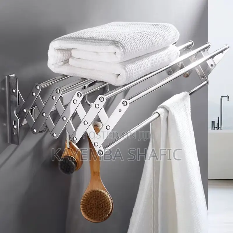 Wall-Mounted Retractable Accordion Clothes Drying Rack - Stainless