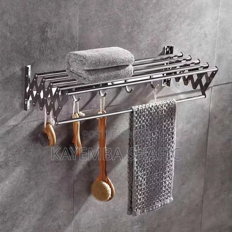 Wall-Mounted Retractable Accordion Clothes Drying Rack - Stainless