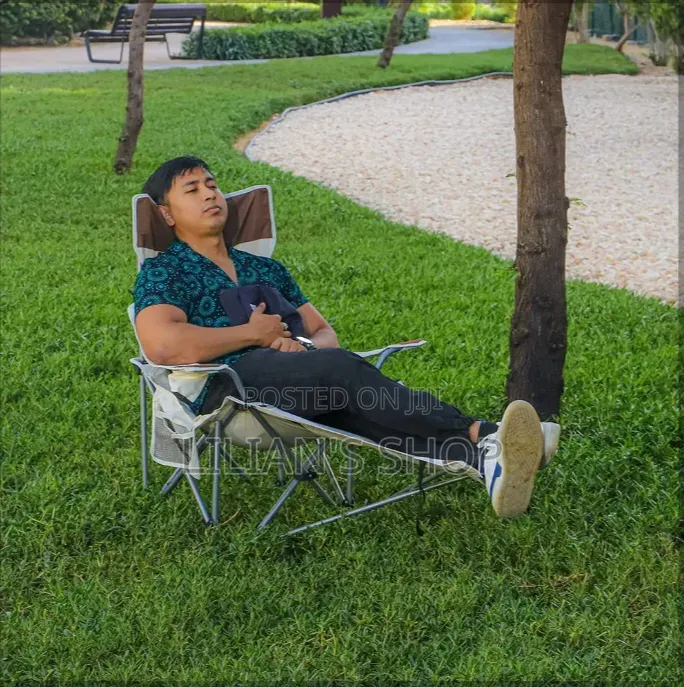 Folding Camping Chair Features a Built-in Footrest