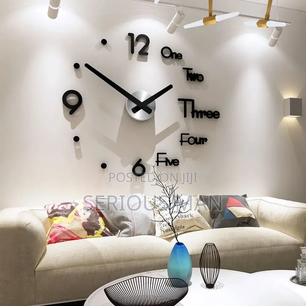 DIY 3D Frameless Wall Clock Featuring a Mix of Numeric Digits